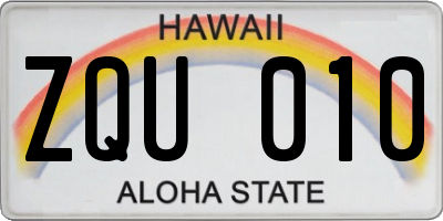 HI license plate ZQU010
