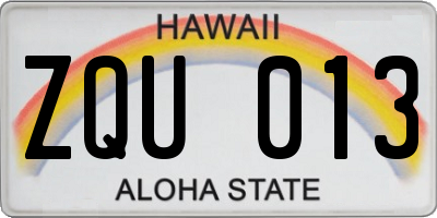 HI license plate ZQU013