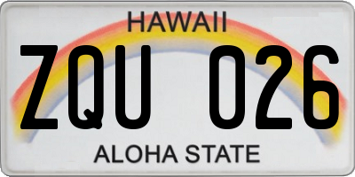HI license plate ZQU026