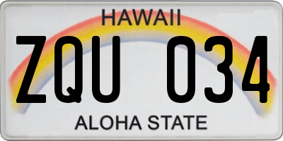 HI license plate ZQU034