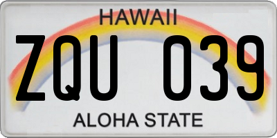 HI license plate ZQU039