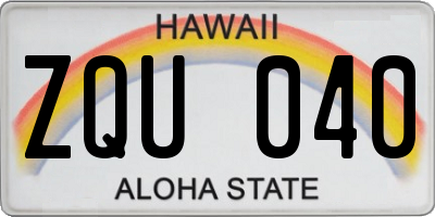 HI license plate ZQU040