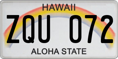HI license plate ZQU072