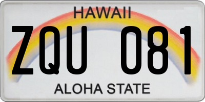 HI license plate ZQU081