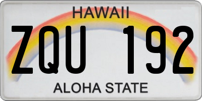 HI license plate ZQU192
