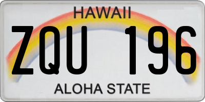 HI license plate ZQU196