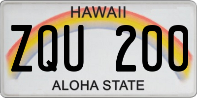 HI license plate ZQU200