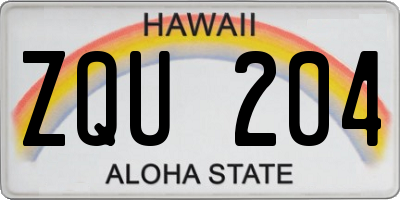 HI license plate ZQU204