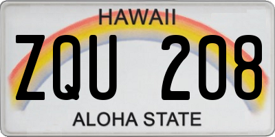 HI license plate ZQU208