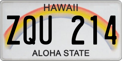 HI license plate ZQU214