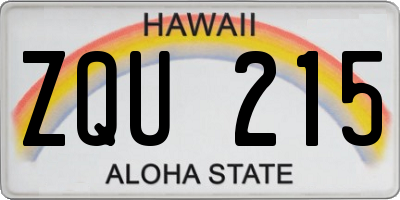 HI license plate ZQU215