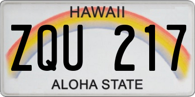 HI license plate ZQU217
