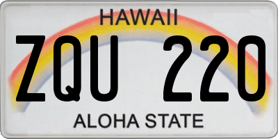 HI license plate ZQU220