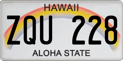 HI license plate ZQU228