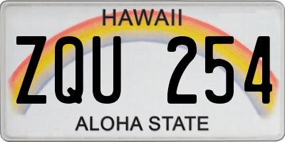 HI license plate ZQU254