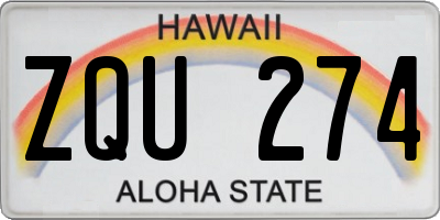 HI license plate ZQU274