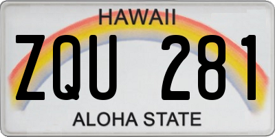 HI license plate ZQU281