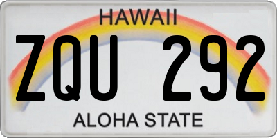 HI license plate ZQU292