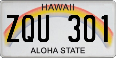 HI license plate ZQU301