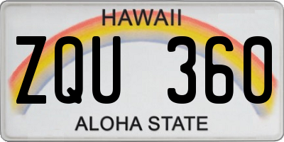 HI license plate ZQU360