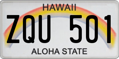 HI license plate ZQU501