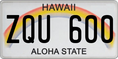 HI license plate ZQU600