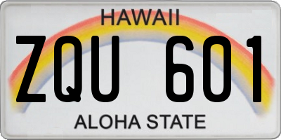 HI license plate ZQU601