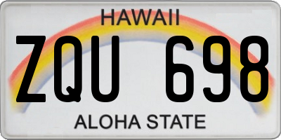HI license plate ZQU698