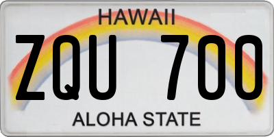 HI license plate ZQU700