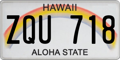 HI license plate ZQU718