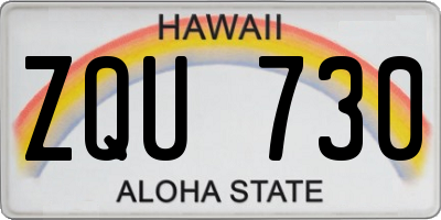 HI license plate ZQU730