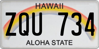 HI license plate ZQU734