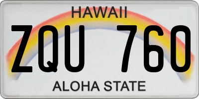HI license plate ZQU760