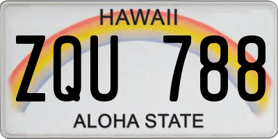 HI license plate ZQU788