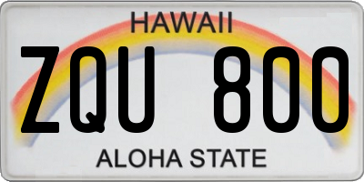 HI license plate ZQU800