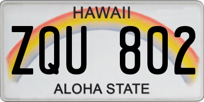 HI license plate ZQU802