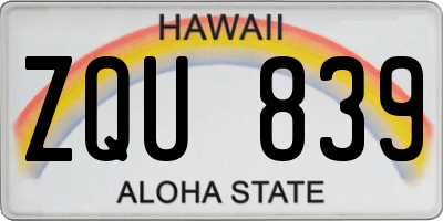 HI license plate ZQU839