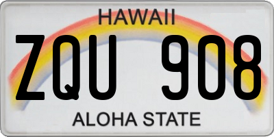 HI license plate ZQU908
