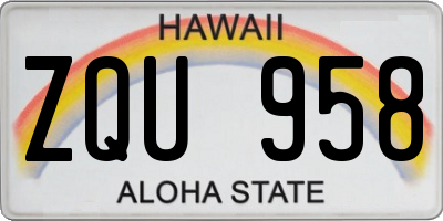 HI license plate ZQU958