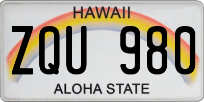 HI license plate ZQU980