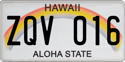 HI license plate ZQV016