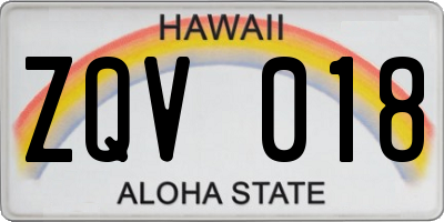 HI license plate ZQV018