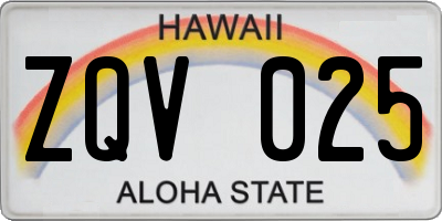 HI license plate ZQV025
