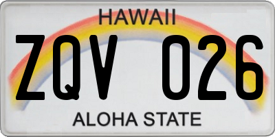HI license plate ZQV026