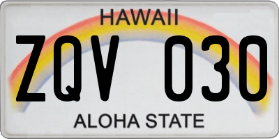 HI license plate ZQV030