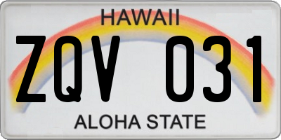HI license plate ZQV031