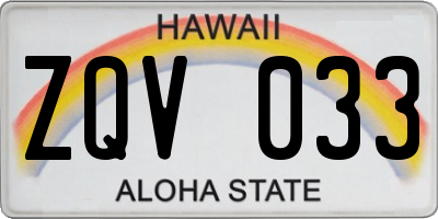 HI license plate ZQV033