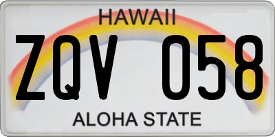 HI license plate ZQV058