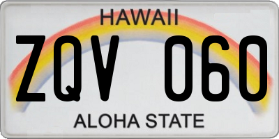 HI license plate ZQV060