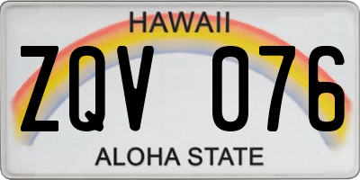 HI license plate ZQV076